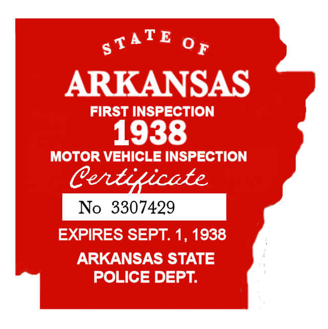 1938 Arkansas Inspection Sticker early 1st Year
